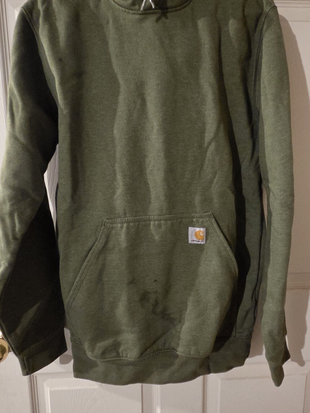 Carhartt Olive Green Pullover Sweatshirt with Logo Patch